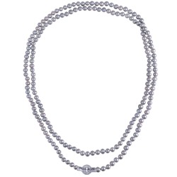 Колье (жемчуг серо-голубой 7-8мм, фианит; покрытие родий) 140см, Есть комплект