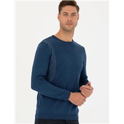 İndigo Melanj Slim Fit Kazak