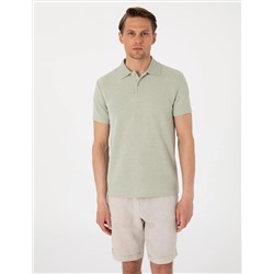 Haki Slim Fit Örme Dokulu Polo Yaka Tişört