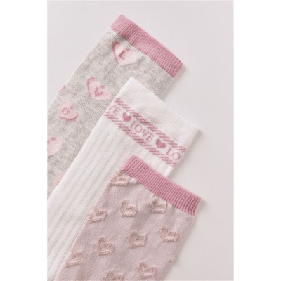 Pack 3 calcetines largos corazones