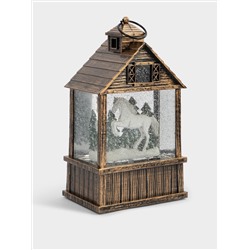 Снежный фонарь, 17 см, с подсветкой, пластик, бронзовый, Елка в доме, New year