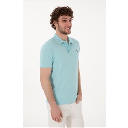 Erkek Slim Fit Polo Yaka Açık Mavi Basic Tişört