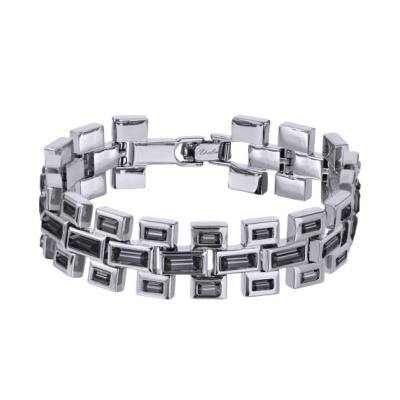 Браслет Богемия (кристаллы SW темно-серые; покрытие родий) 18-20см, Есть комплект