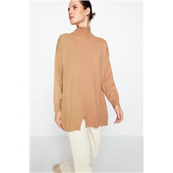 TRENDYOL MODEST Bej Renk Bloklu Triko Kazak TCTAW24AK00141