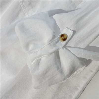 Белая хлопковая рубашка поло на пуговицах