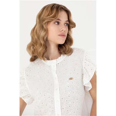 Kadın Beyaz Kısa Kollu Gömlek