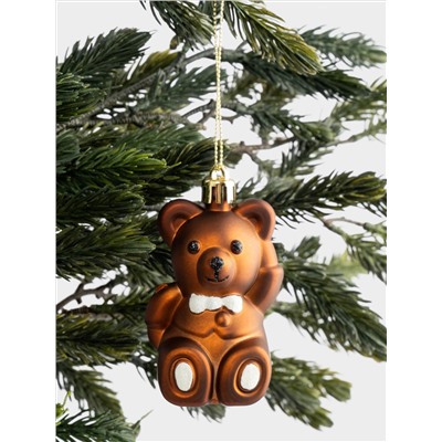 Игрушка елочная, 4х8 см, пластик, коричневая, Мишка, New year