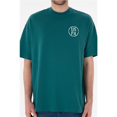 Erkek Oversize Fit Bisiklet Yaka Koyu Yeşil Tişört
