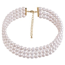 Колье (жемчуг белый 10мм; покрытие золото) 40-48см