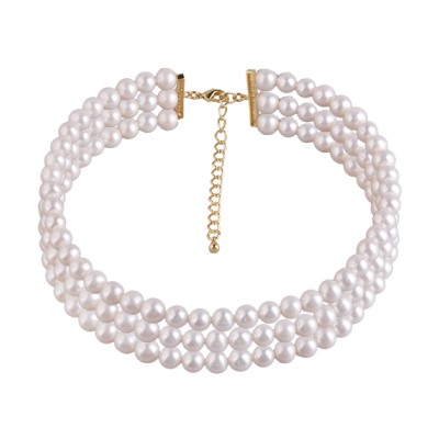 Колье (жемчуг белый 10мм; покрытие золото) 40-48см