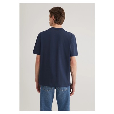 Mavi Baskılı Lacivert Tişört Loose Fit / Bol Rahat Kesim 0612468-70490