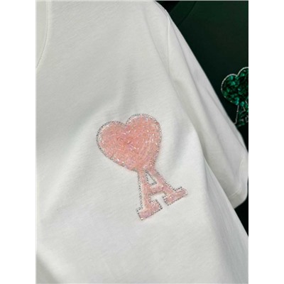 Женская футболка с вышивкой из бусин   AM*I