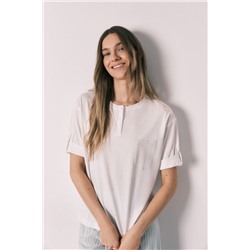 Pijama manga corta algodón pantalón rayas verde