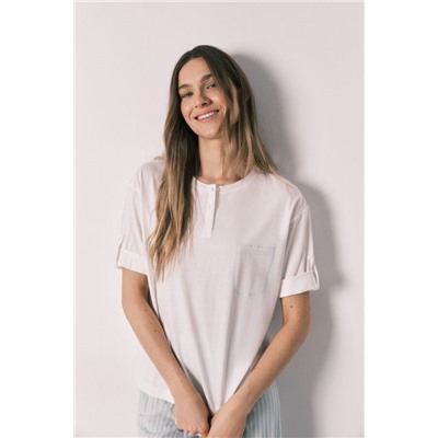 Pijama manga corta algodón pantalón rayas verde