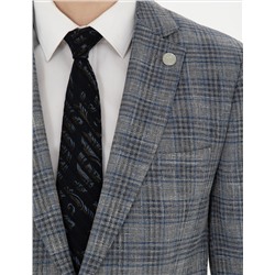 Gri Ex. Slim Fit Yün Karışımlı Ekose Ceket