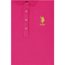 Kız Çocuk Fuşya Polo Yaka Örme Elbise