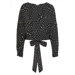 Women's dot print long sleeve blouse