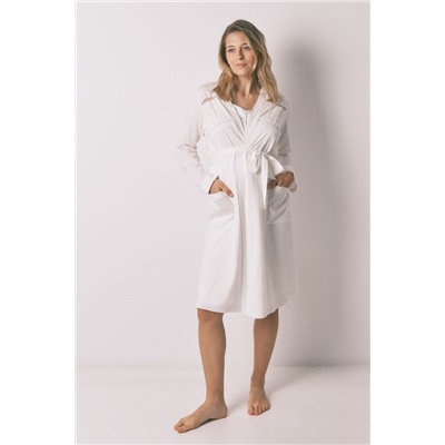 Bata midi "maternity" algodón blanco