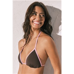 Top bikini triangular push up marrón