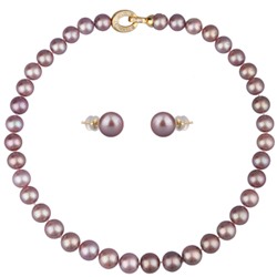Комплект Эдисон мускат (жемчуг 10-12мм; покрытие золото) 44-46см