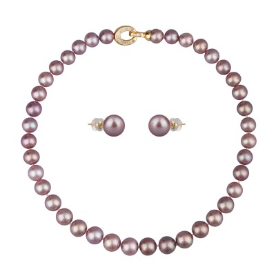 Комплект Эдисон мускат (жемчуг 10-12мм; покрытие золото) 44-46см
