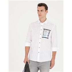Beyaz Regular Fit Uzun Kollu Gömlek