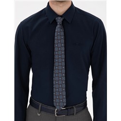 Lacivert Slim Fit Uzun Kollu Basic Gömlek