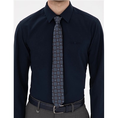 Lacivert Slim Fit Uzun Kollu Basic Gömlek