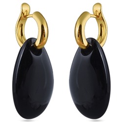 Серьги (смола черная; покрытие золото), Есть комплект