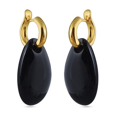 Серьги (смола черная; покрытие золото), Есть комплект