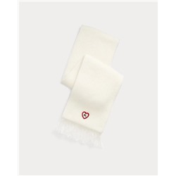 Heart-Patch Wool-Blend Scarf