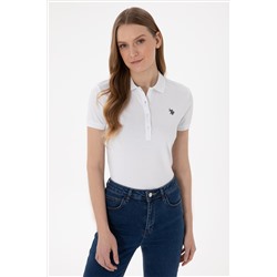 Kadın Beyaz Basic Polo Yaka Tişört