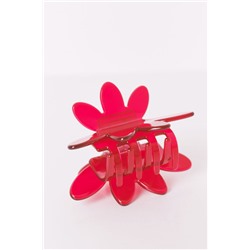 Pinza flor roja transparente