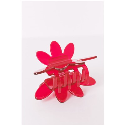 Pinza flor roja transparente