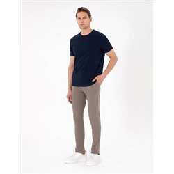 Lacivert %100 Pamuk Slim Fit Bisiklet Yaka Basic Tişört