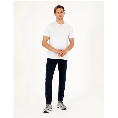 Beyaz %100 Pamuk Slim Fit Bisiklet Yaka Basic Tişört