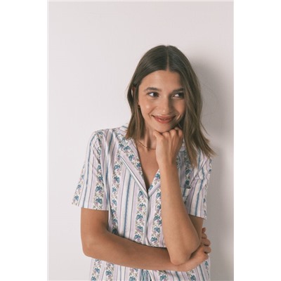 Pijama camisero Capri 100% algodón rayas