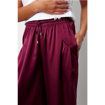 Брюки палаццо на резинке атласные 398BRD