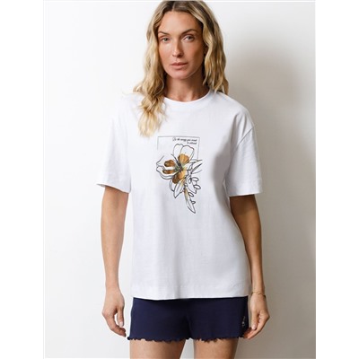 Футболка с принтом свободная из премиального 100% хлопка