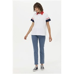 Kadın Beyaz Polo Yaka Tişört