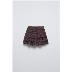 CHECKED RUFFLED BERMUDA SKORT