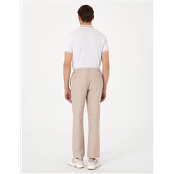 Açık Kahverengi Slim Fit Keten Karışımlı Pantolon