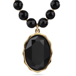 Колье Сияние (кристаллы SW черные, агат черный 8мм; золото) 45-50см, Есть комплект