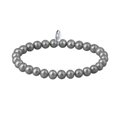 Браслет (жемчуг серо-голубой 7-8мм; покрытие родий), Есть комплект