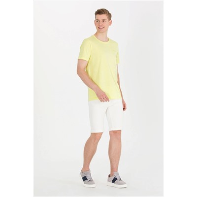Erkek Açık Sarı Basic Bisiklet Yaka Tişört