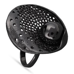 Кольцо (Майорка 14мм черный металлик; покрытие черный родий), Есть комплект