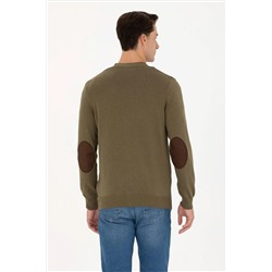 Erkek Haki Melanj Basic Triko Hırka