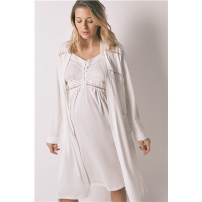 Bata midi "maternity" algodón blanco