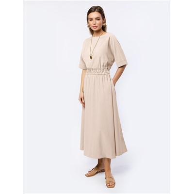 Платье из плотного лиоцелла с поясом на резинке