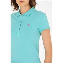 Kadın Mint Basic Polo Yaka Tişört
